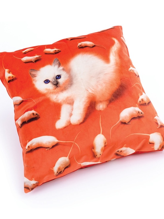 Seletti Other - New Seletti Throw Pillow Cushion 50x50cm Kitten Cat Mice Mouse Decorative Decor